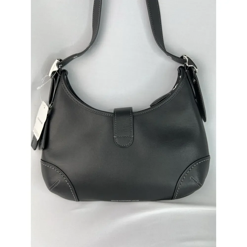 NWOT Coach Hamptons Hobo Bag in Black Glovetanned Leather (CW642)